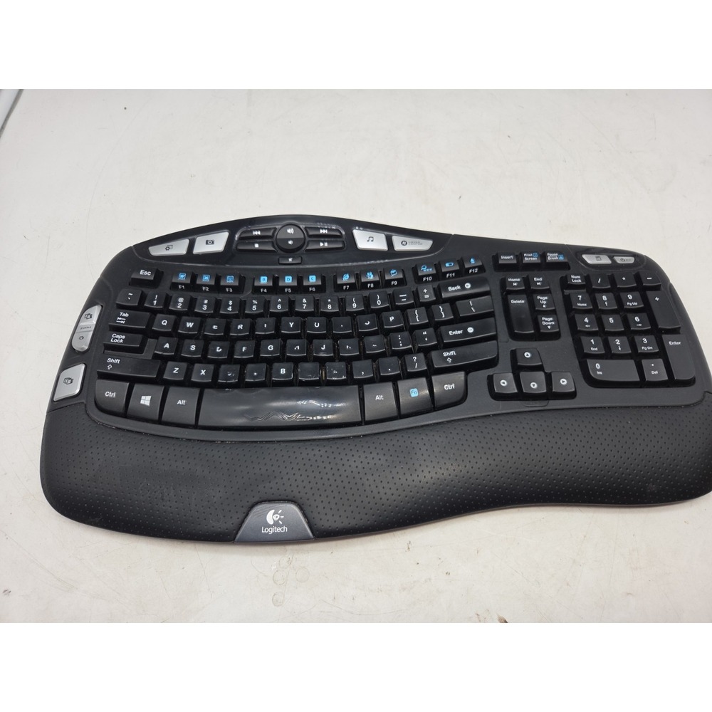 Logitech Wireless Wave K350 Keyboard Used - No USB Dongle - Tested WORKS